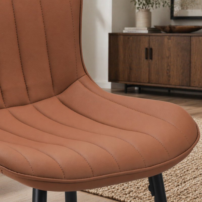 Ensemble de 2 tabourets de comptoir, chaises de salle à manger en similicuir avec pieds en métal pour intérieurs modernes et industriels, brun