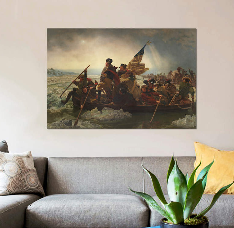 «Painting of George Washington Crossing the Delaware», impression sur toile, H 18 po x l 26 po x P 1,5 po, Toile tendue