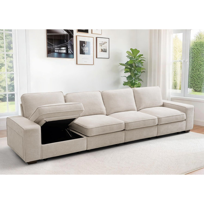 Modular Sofa Couch With Seats Storage For Living Room, Office, Small Space, 4, 33.1" H x 128" W x 31.9" D