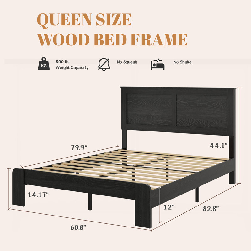 Base de lit plateforme en bois, Grand lit