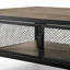 Keona Table basse rectangulaire en bois délavé gris avec portes et roulettes en métal