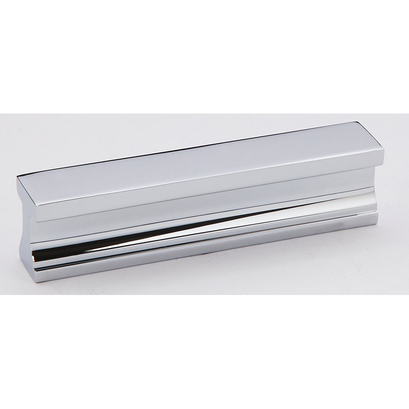Linear 4" Unlacquered Brass Finger Pull with Mounting Hardware