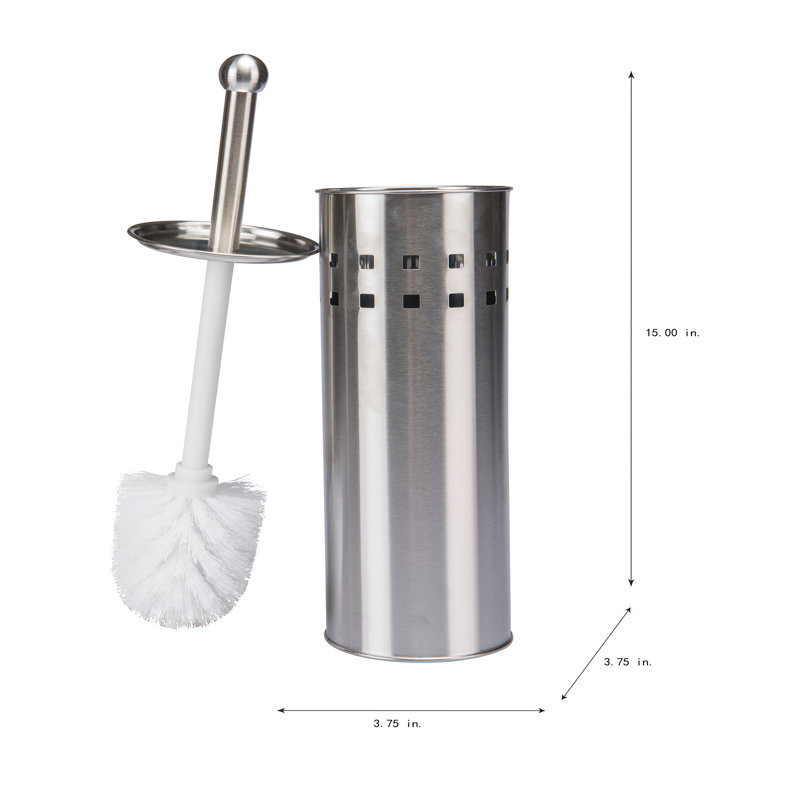 Porte-brosse de toilette autoportant en métal 15 po en argent