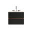 Meuble-lavabo moderne en noyer noir doux avec lavabo, grand rangement