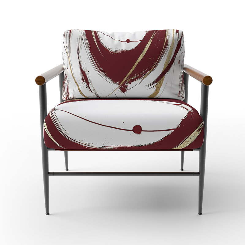 Tamerlane Gold Circle - Upholstered Modern Glam Accent Arm Chair, Black, Brown/White