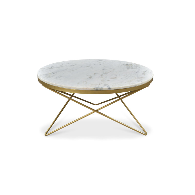 Fulton Marble Top Coffee Table, Gold