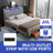 Upholstered Bed Frame with 3 Drawers, Hidden Storage Headboard, LED Light and Charging Station-1139760252-1126382202