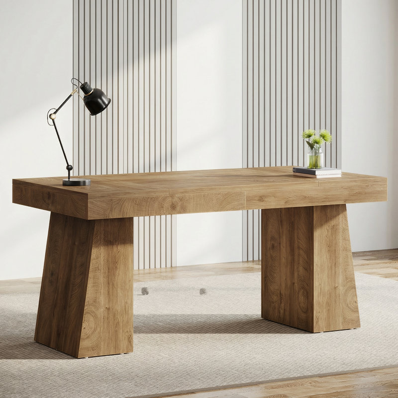 Bureau double caisson Wolbach, Marron clair