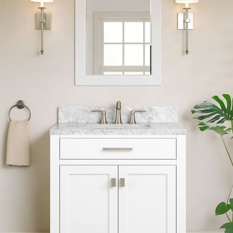 30 Inch Carrara Natural Marble Vanity Backsplash