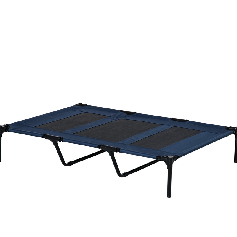 Lit pour chat surélevé bleu foncé, 48 po x 36 po, structure en maille respirante et en métal pour la détente et le confort
