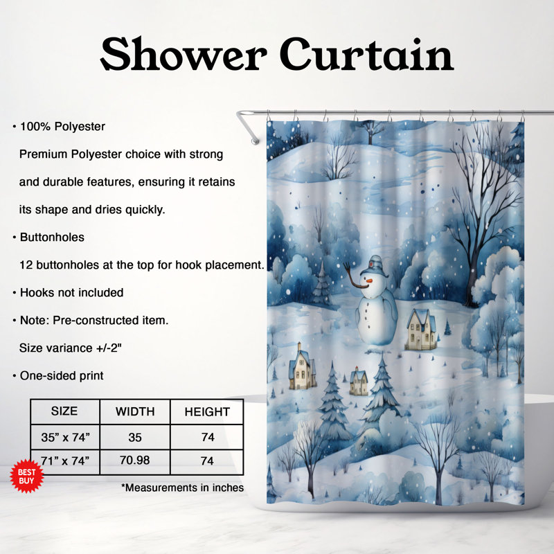 Rideau de douche Icy Wonderland - Premium, H 74 po x l 71 po