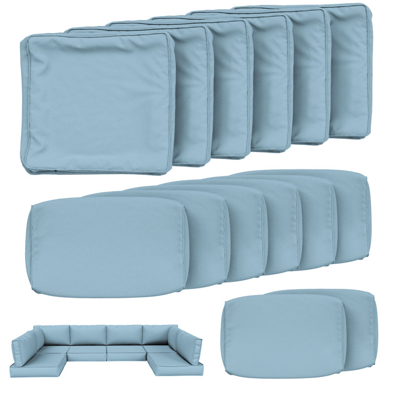 Outdoor 4” Cushion Covers Set Patio Furniture Cushion Covers, Only Covers, Light Blue
