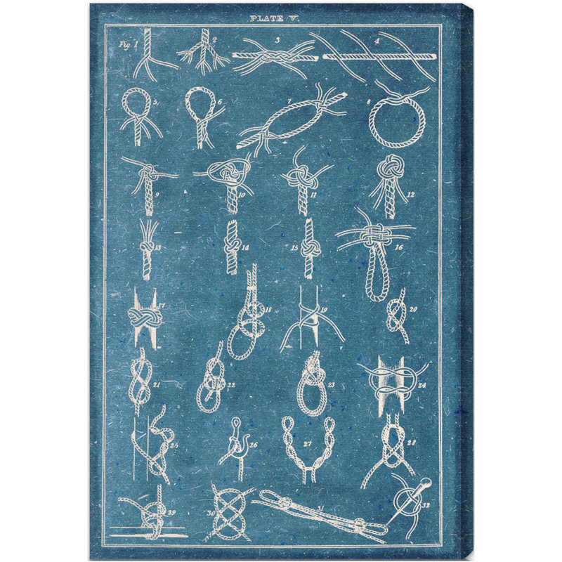 «Nautical and Coastal Nautical Knots», reproduction d'art graphique sur toile tendue, H 15 po x l 10 po x P 1,5 po