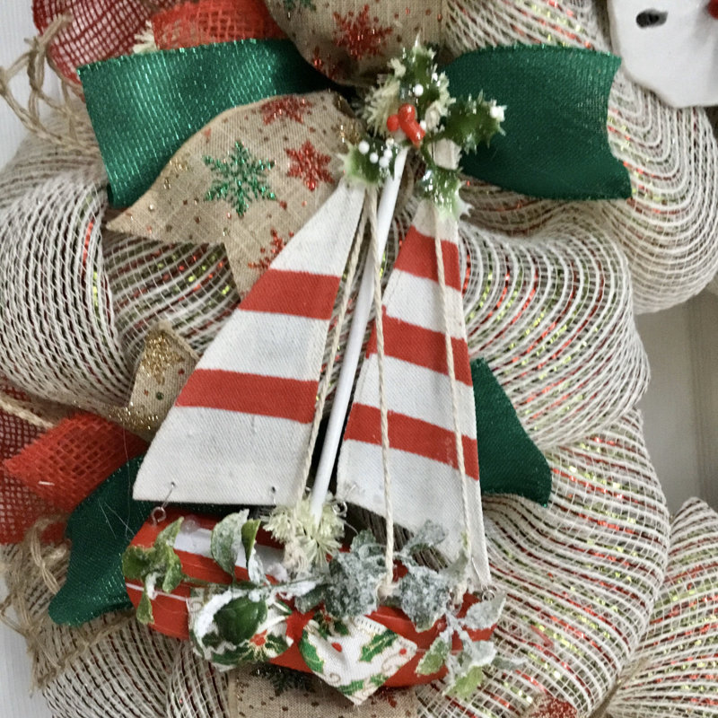 Couronne de Noël avec voilier et coquillages
