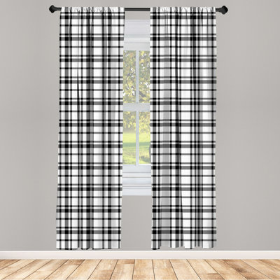 Plaid Semi-Sheer Rod Pocket Curtain Panels