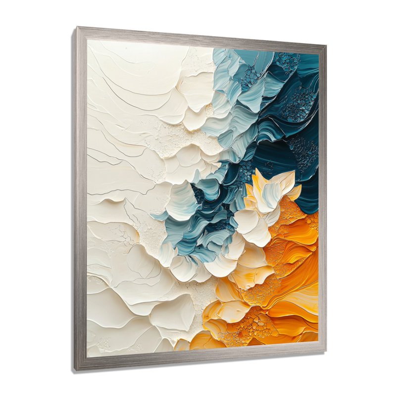 Oradee - reproductions d'art murales abstraites, Argent argent, H 20 po x l 12 po, Reproduction encadrée d'une seule photo