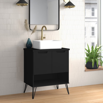 Lavabo de salle de bain 26,38 po avec pieds en métal Rajeen