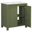 Meuble-lavabo de ferme 30 po avec lavabo en céramique, porte à fermeture en douceur, tablette réglable, armoire de rangement vert olive, structure en bois moderne, conception spacieuse et surface facile à nettoyer-118003333