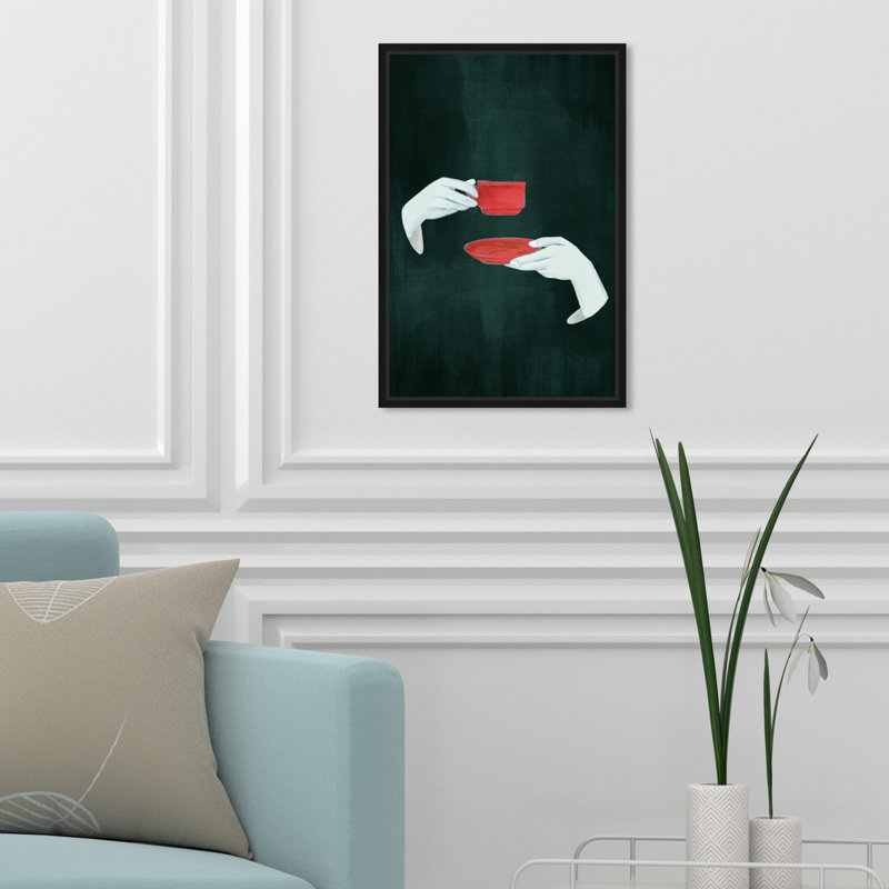 «Some Tea or Coffee» par Oliver Gal - cadre flottant, impression sur toile, Noir, H 16 po x l 11 po x P 1,75 po