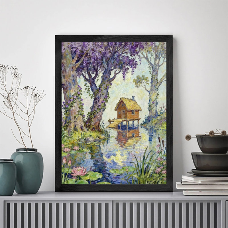 Reproduction d'art mural de qualité supérieure avec cadre en bois noir et cadre en bois noir, H 11 po x l 9 po