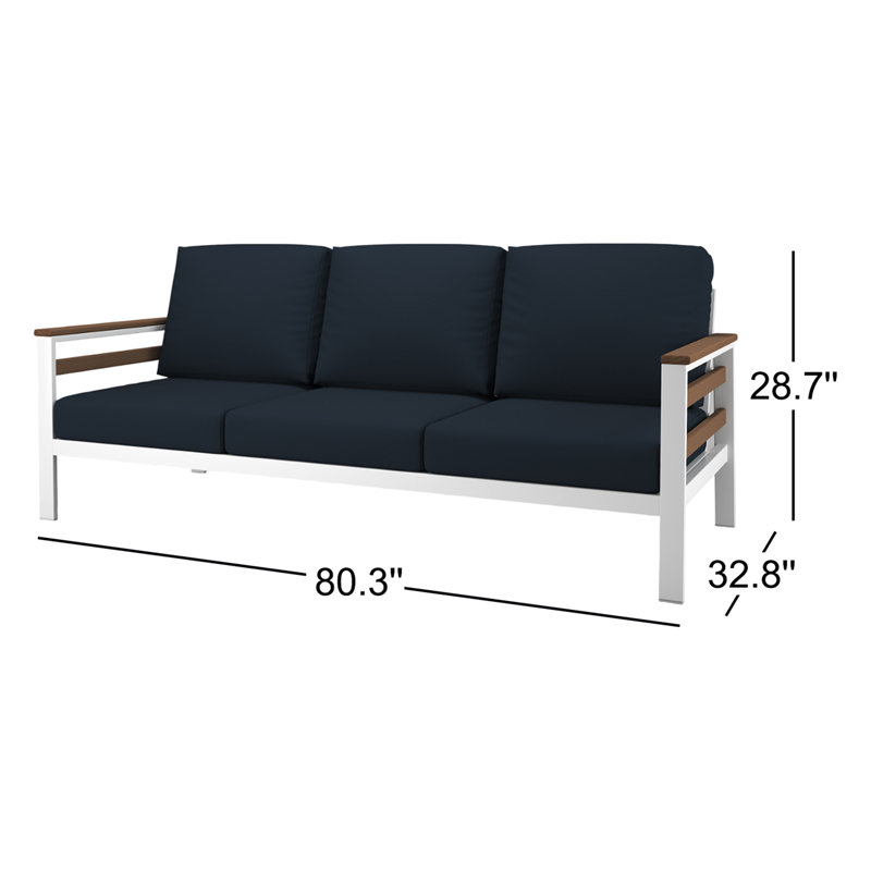 Townsend Metal Outdoor Sofa With Sunbrella Cushion, Canvas Navy