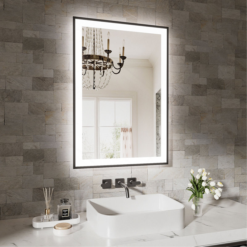 Miroir de salle de bain sans cadre à DEL, miroir intelligent, H 20 po x l 28 po 
