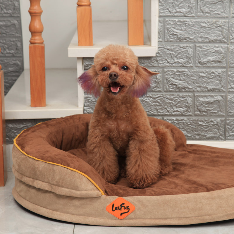 Lit pour chien ovale en mousse à mémoire de forme Tucker Murphy Pet ™, avec doublure imperméable et housse lavable amovible