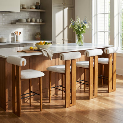 Cianciulli 29.5” Seat Height Upholstered Bar Stools With Rubberwood Frame