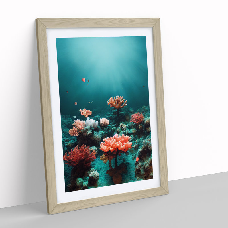 The Coral Reef - Framed Print, 46cm H x 34cm W x 2cm D, Oak