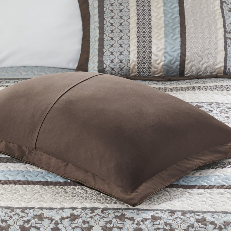 Ensemble de couvre-lit réversible en jacquard Princeton, Couvre-lit grand + 2 taies décoratives standard +
