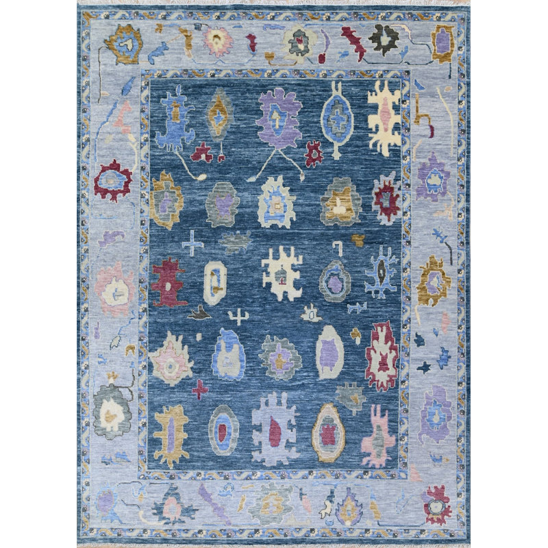 New Indian Oushak Wool On Cotton 8Ft11inx12ft Denim