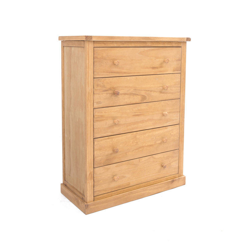 Indie 90cm W 5 - Drawer Chest of Drawers, Waxed