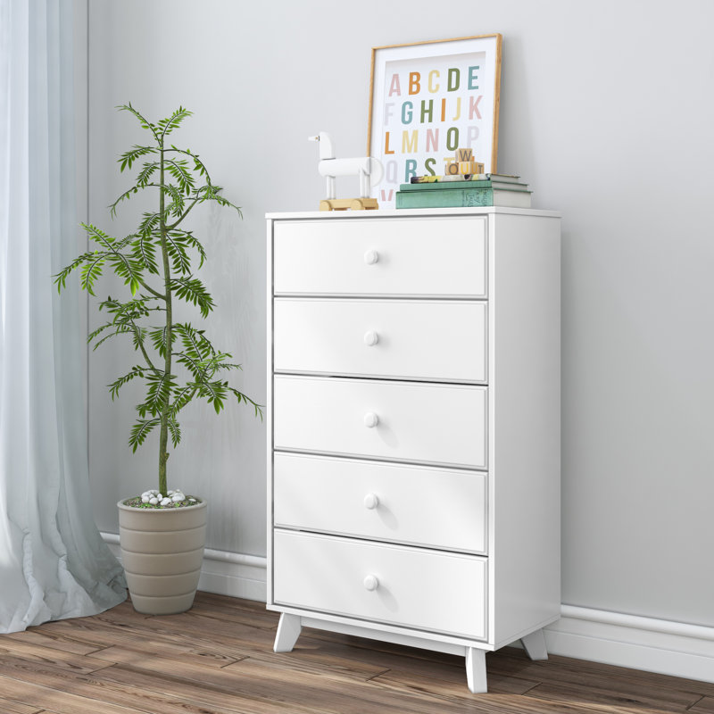 Commode 5 tiroirs Hararat, Blanc