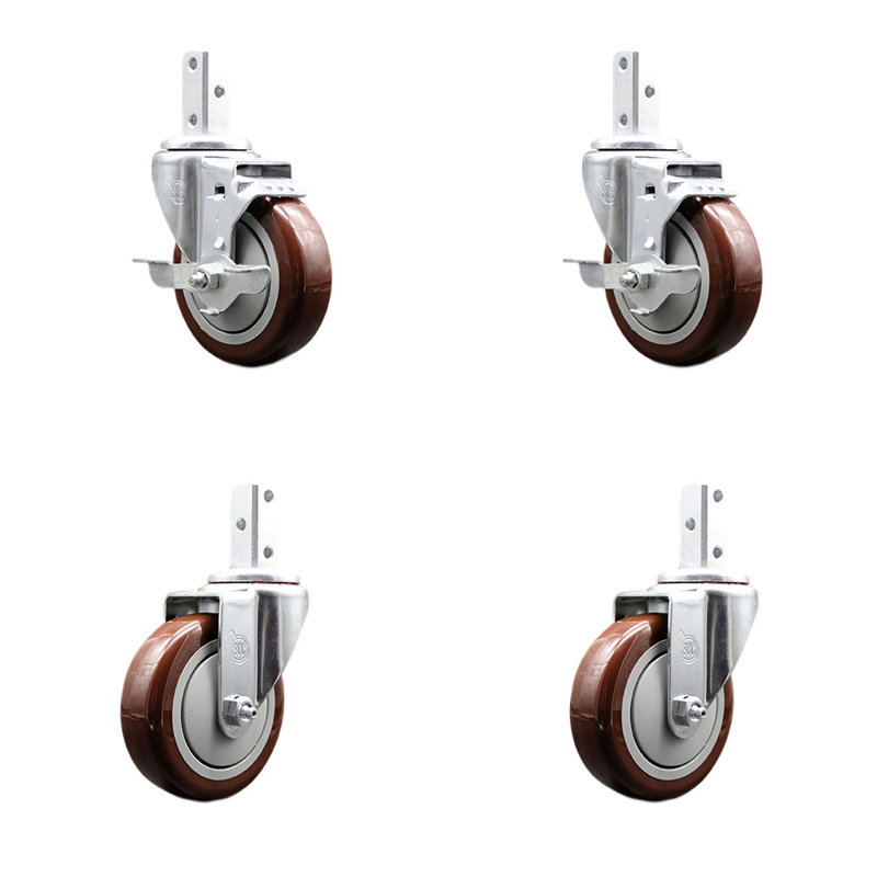 4 Piece Polyurethane Caster Set, Maroon