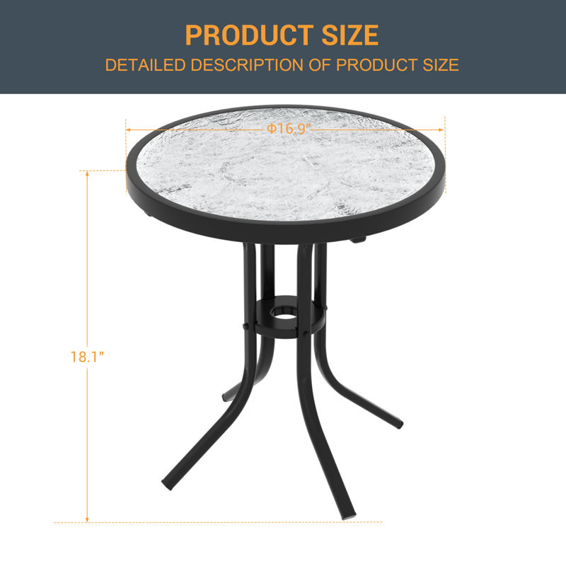 Table d'appoint ronde pour terrasse, table basse d'extérieur toutes saisons avec structure thermolaquée, petite table d'extérieur pour terrasse avec jardin et terrasse
