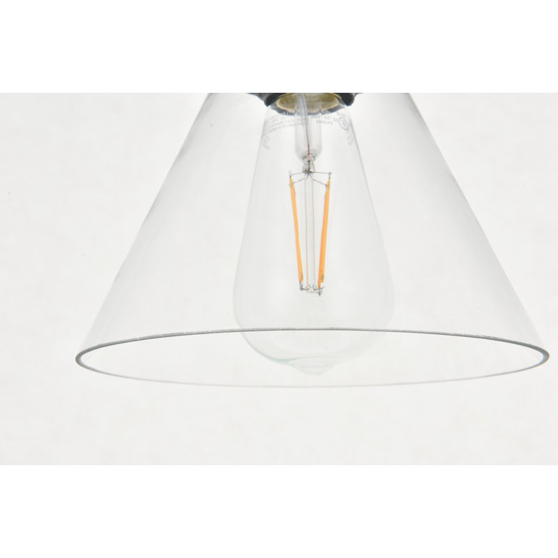 Luminaire suspendu conique 3 lumières grappe Hudson Oaks, Noir / Laiton