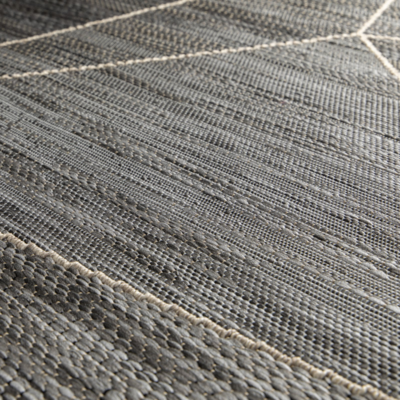 Tilly-Mae Indoor/Outdoor Flatweave Grey/Black Rug, Rectangle 80 x 150cm