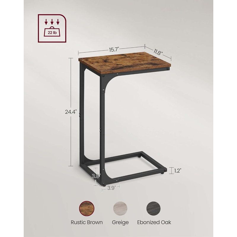Table d'appoint en forme de C, petite table d'appoint pour canapé, table de canapé avec structure en métal pour le salon, la chambre à coucher et le chevet (2 pièces)
