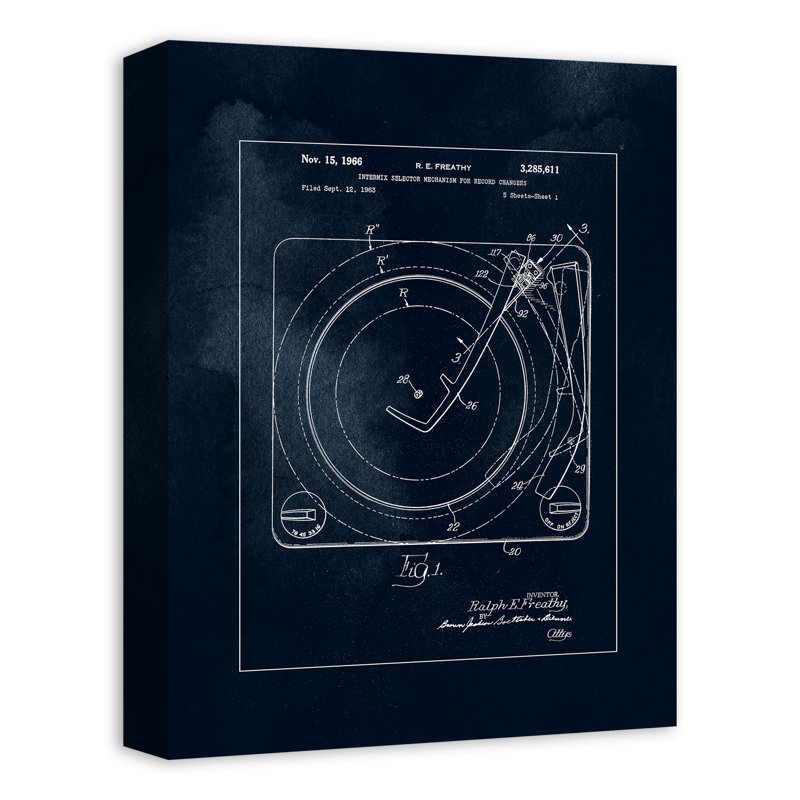 Changeur de tourne-disque sur toile, H 16 po x l 12 po x P 1,25 po
