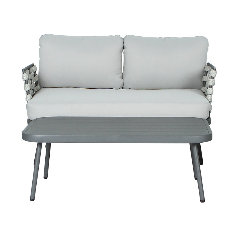 Causeuse et table en acier, gris, Noir/gris, Blanc