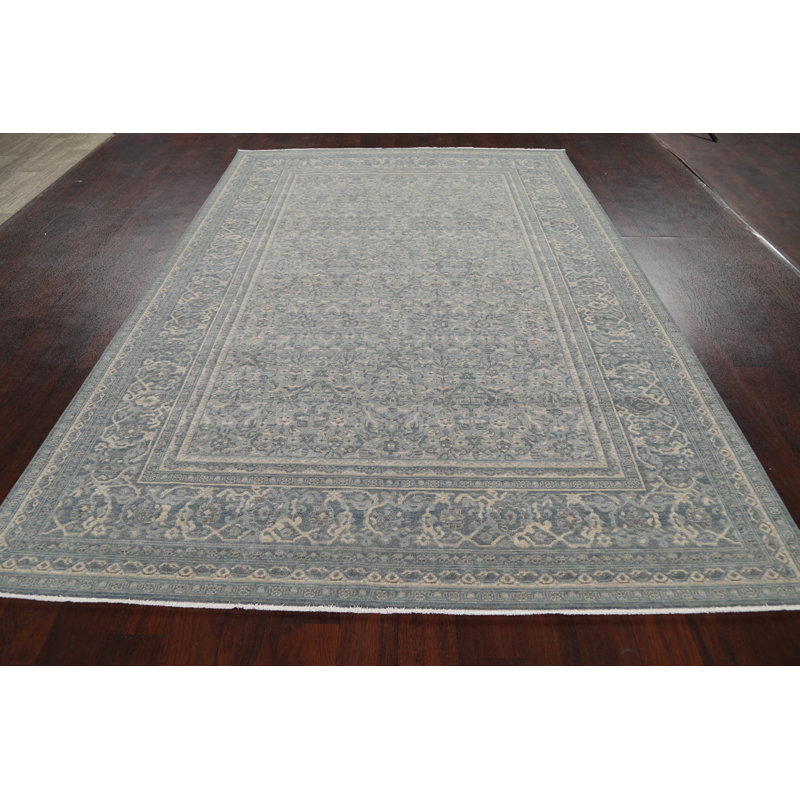 Tapis bleu clair / ivoire en laine Ziegler