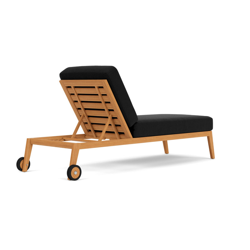 Alpine Outdoor Teak Chaise Lounge, Canvas Black