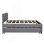 Lit plateforme tapissier en lin avec lit gigogne