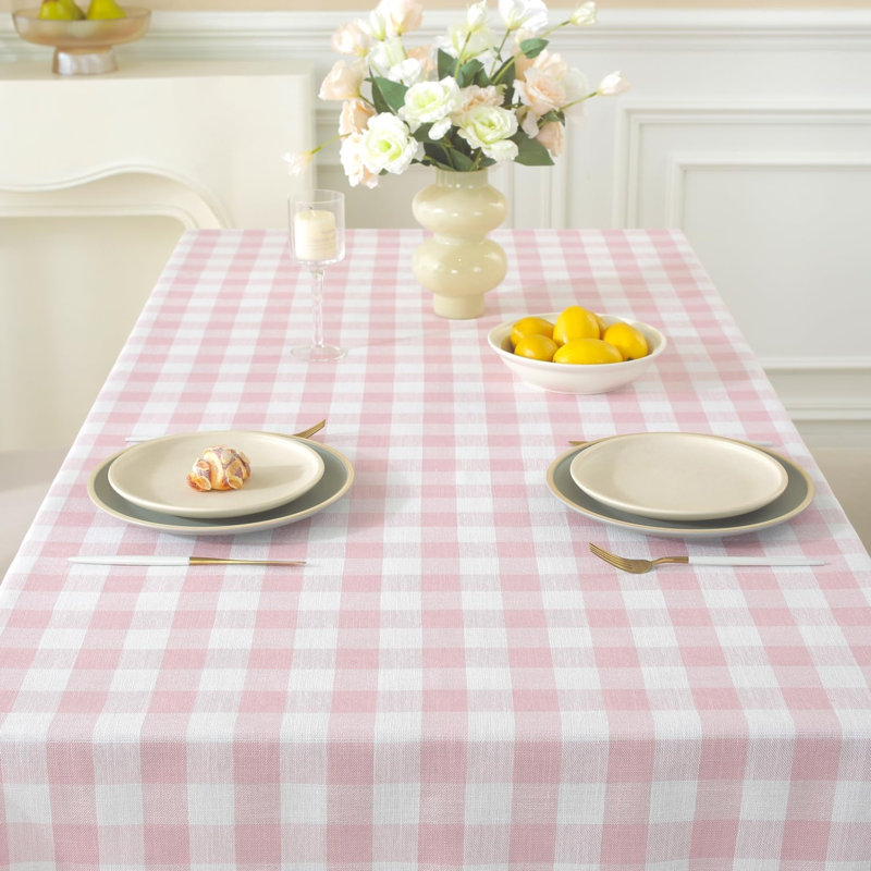 Buffalo Plaid Table Cloth For Rectangle Tables With Tassel Red And White Rustic Textured Farmhouse Burlap Table Cover For Kitchen Dining Tabletop Decoration