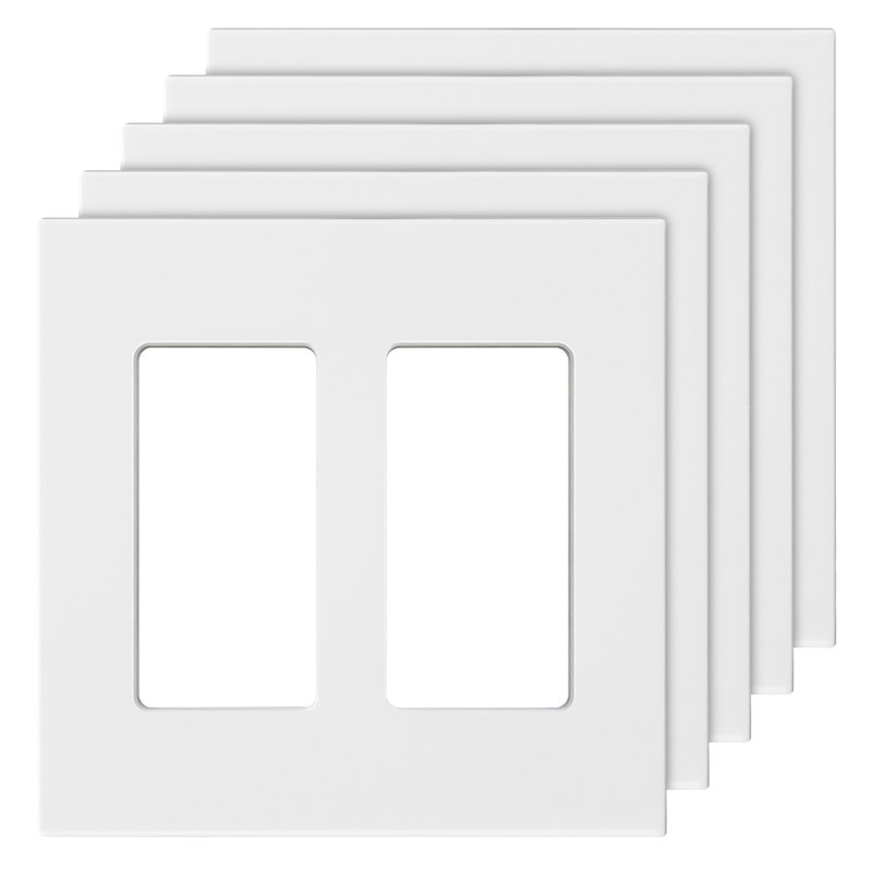 Plaques murales pour interrupteurs à bascule, cache-prises décoratifs doubles, format standard 11,6 cm L x 11,5 cm H, plaque frontale incassable en polycarbonate thermoplastique pour prises et interrupteurs (paquet de 5, blanc)
