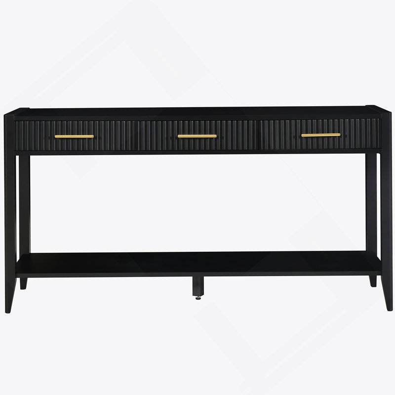 Console d'entrée de haute qualité avec tiroirs à rayures verticales et pieds longs, parfaite pour ajouter style et fonctionnalité à votre espace