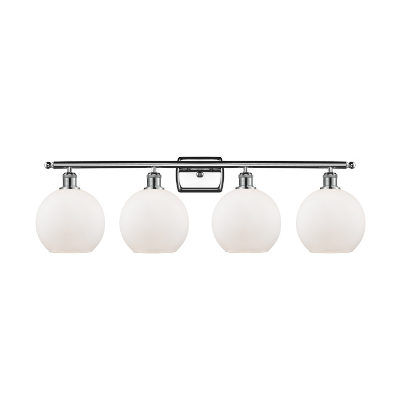 Baptista 4 - Light Dimmable Vanity Light, 60 Watt Vintage Incandescent Bulb, Polished Chrome, Cased Matte White Seedy