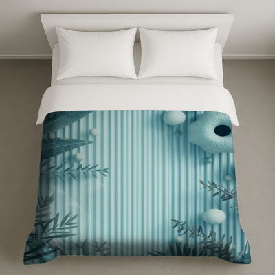 Housses de couette sphériques à feuilles bleues