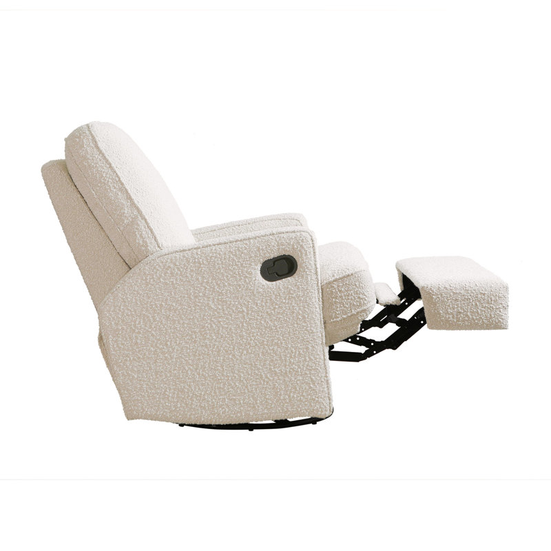 Tucker Swivel Reclining Glider, Cream Boucle
