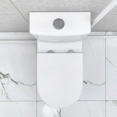 Toilette Upflush pour sous-sol, système de toilette Macerating 700W avec double chasse puissante, siège allongé 17,25 ADA Comfort, siège à fermeture en douceur, 4 entrées d'eau se connectent au lavabo, douche, blanc